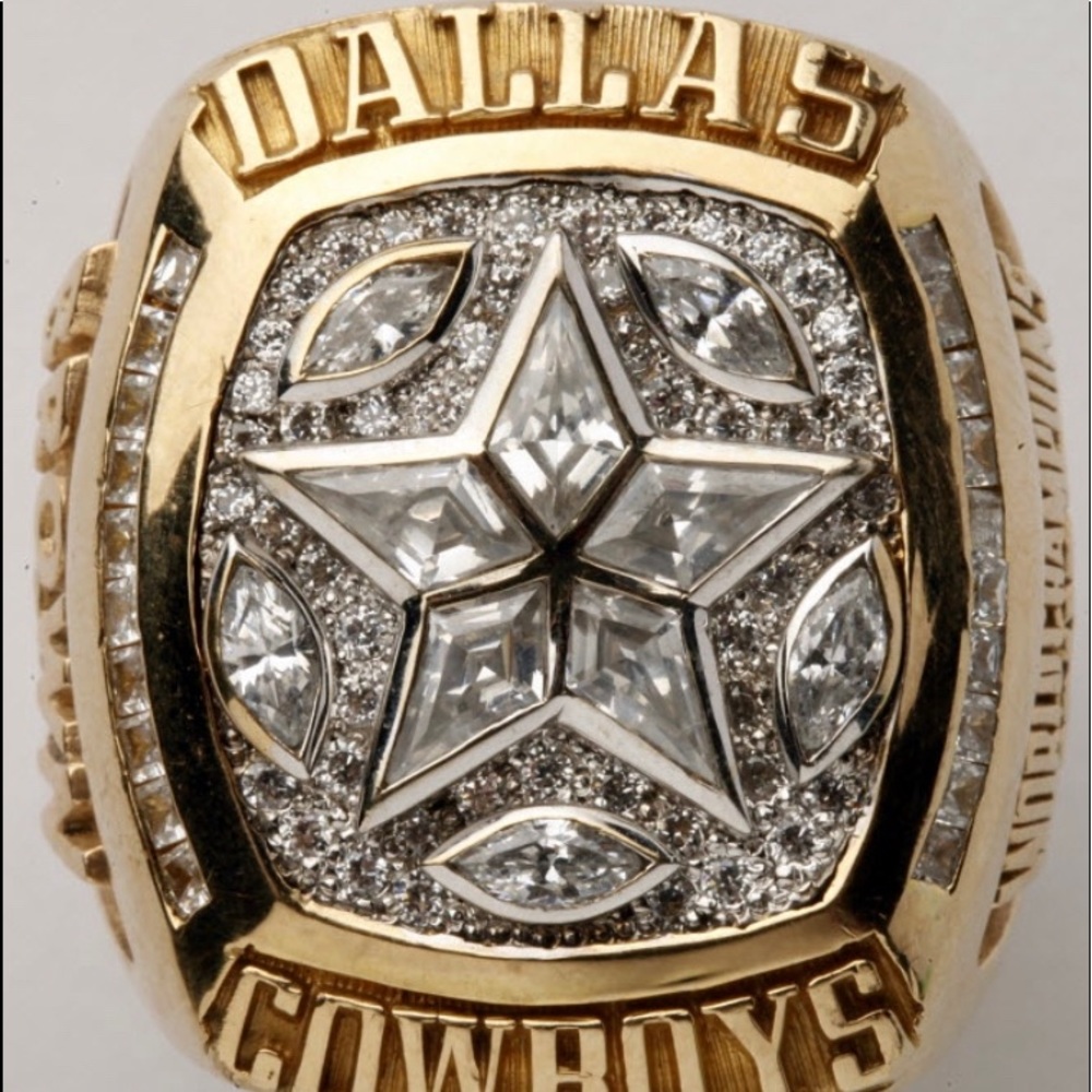 Golden NFL Authentic Dallas Cowboys 1995 Larry Brown MVP Super Bowl replica ring